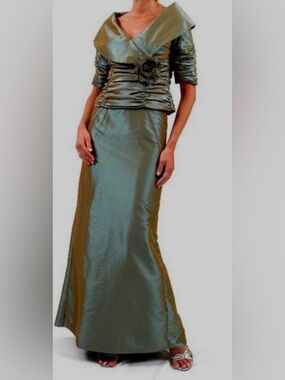 Daymor Couture Alexander 232 Olive Green 2-Piece Evening Dress - Size 20